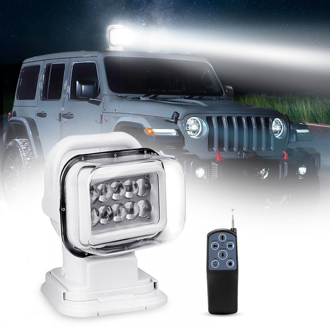 Remote Controlled Work Light high power 50w 360° search light remote controlled offroad led ...
