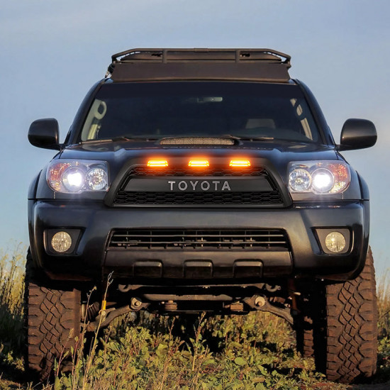 thumbnail image 2 of Matte Black Honeycomb Front Bumper Grille With Amber Lights For 2006-2009 Toyota 4Runner – AP_G 2 of 6