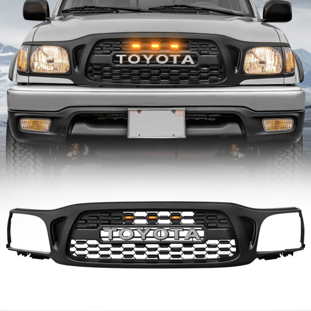 trd pro style grill with toyota letter & raptor lights for 2001-2004 ...